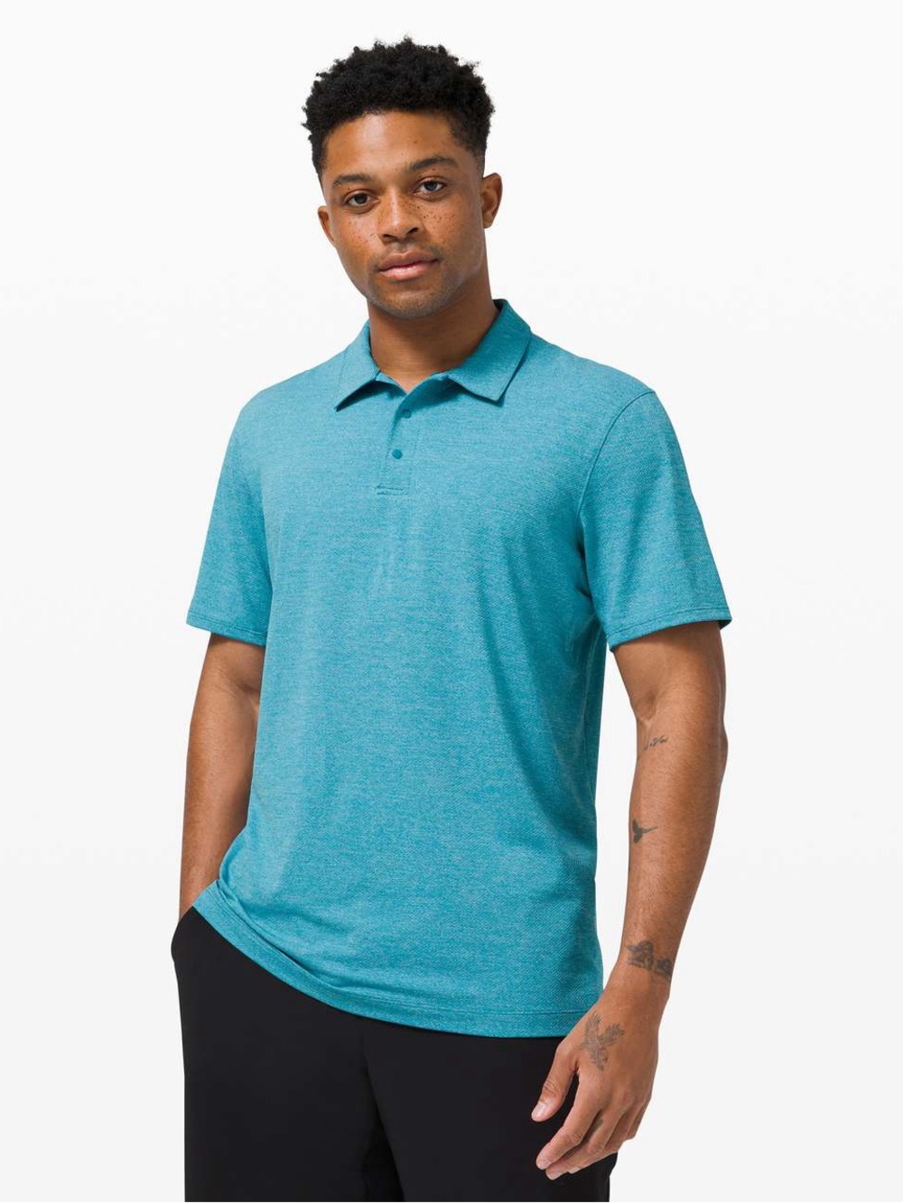 Lululemon Snap Front Performance Short Sleeve Polo Hawaiian Blue